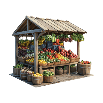 Fresh Produce Stand on Transparent Background png