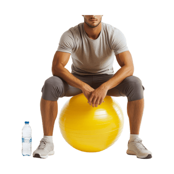 Fitness Model Sitting on Yellow Exercise Ball png
