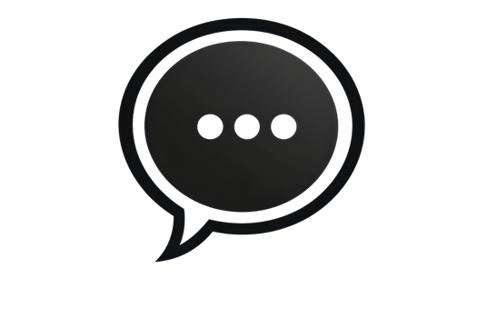 Elegant black 3D chat bubble icon symbolizing communication and messaging on a transparent background, perfect for digital projects. png