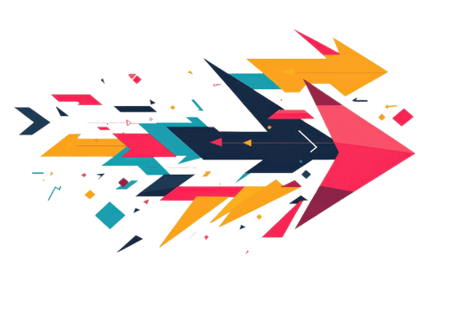 Dynamic abstract arrows in vibrant colors symbolize progress and movement in this creative digital illustration. png