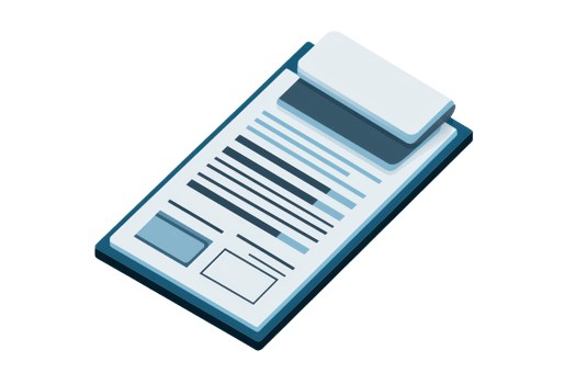 Digital illustration of a clipboard with paperwork, highlighting organization and efficiency in business or office environments. png