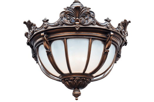 Elegant antique bronze ceiling light fixture with intricate detailing, ideal for vintage decor and classic interior design inspiration. png