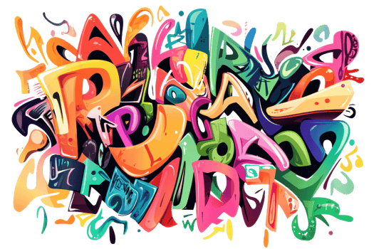 Colorful urban graffiti art with abstract shapes and vibrant hues, expressing creativity and street culture in a dynamic design. png