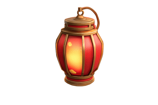Elegant red and gold lantern with intricate design, softly glowing against a dark background. Perfect for festive and cultural themes. png