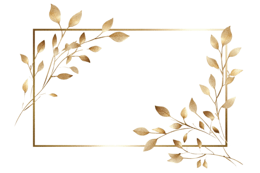 Elegant gold geometric floral frame with leaves, ideal for invitations, wedding designs, or decorative purposes. png