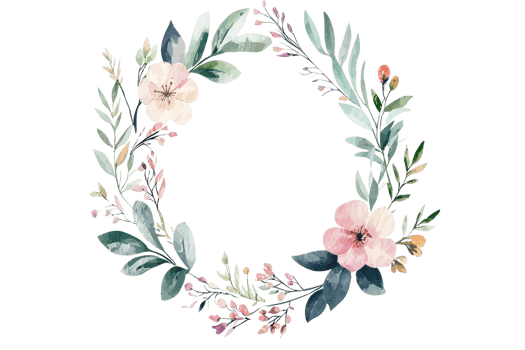 Elegant watercolor floral wreath with pink, green, and orange tones, perfect for invitations, decorations, or seasonal design projects. png