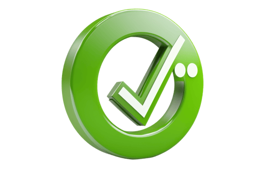 Green check mark symbol representing success, approval, or completion. Perfect for business and technology themes in modern designs. png