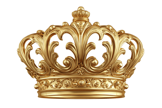 Elegant gold crown with intricate design, symbolizing royalty and luxury. Perfect for themes of power, prestige, and elegance. png