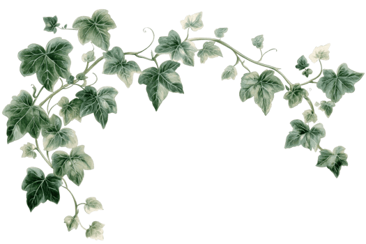 Elegant green ivy branch with lush leaves, beautifully arching on transparent background, perfect for botanical designs and natural themes. png