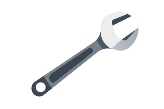 Illustration of a metal wrench with a dark handle on a transparent background. symbolizing repair and maintenance tools in engineering and mechanics. png