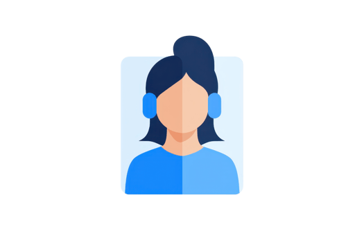 Illustration of a customer service representative with headphones, symbolizing support and communication in a digital environment. png
