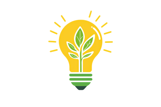 Illustration of a light bulb with a green plant inside, symbolizing eco-friendly innovation, sustainable energy, and environmental awareness. png