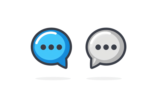 Illustration of blue and white speech bubble icons representing communication, dialogue, or chat in a minimalist style. png