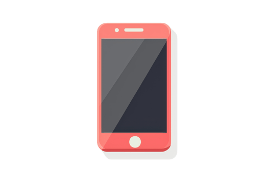 Illustration of a red smartphone with a simple, modern design. Perfect for technology-related content, digital concepts, or mobile themes. png