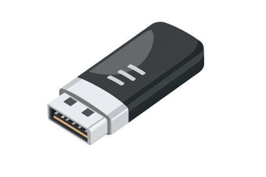 Illustration of a black USB flash drive on a transparent background, highlighting modern data storage solutions and portable device connectivity. png