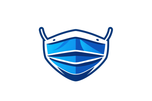 Illustration of a blue surgical face mask against a transparent background, emphasizing health, safety, and hygiene measures. png