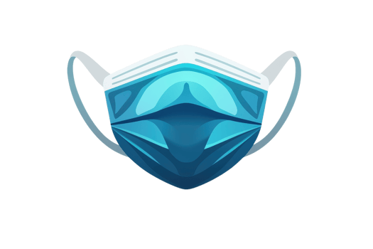 Illustration of a blue medical face mask with elastic ear loops, emphasizing safety and hygiene in healthcare and daily protection. png