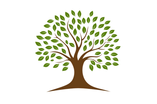 Illustration of a lush green tree with abundant leaves and sturdy branches, representing nature, growth, and environmental harmony. png