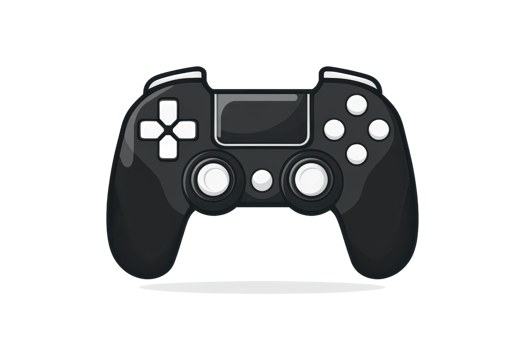 Illustration of a black gaming controller with various buttons and joysticks, isolated on a transparent background. ideal for gaming-themed designs. png