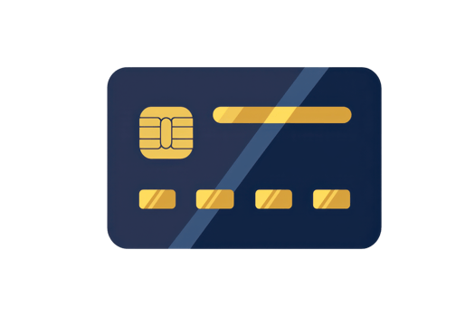Illustration of a sleek modern credit card with a chip, highlighting finance, technology, and secure payment concepts in a digital age. png