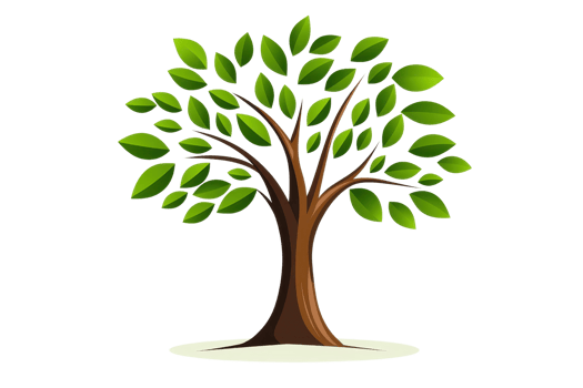 Illustrative tree with abundant green leaves and sturdy brown trunk on a transparent background. symbolizing nature and growth. png