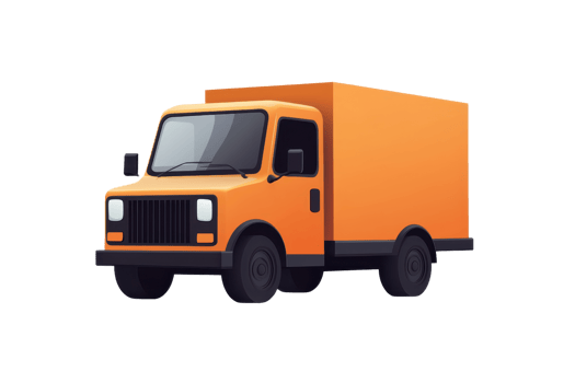 Illustration of an orange delivery truck, perfect for themes of transportation, logistics, and shipping services. png