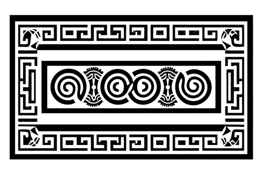 Intricate black rectangular Greek fret pattern with swirls, perfect for decorative design, interior details, or architectural inspiration. png