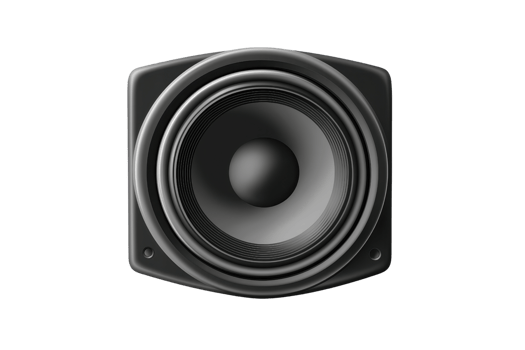 High-quality isolated black audio speaker on a transparent background. perfect for sound systems, music equipment, and multimedia projects. png