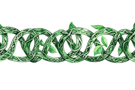 Intricate green vine border with leaves, perfect for decorative designs, nature themes, or botanical illustrations. png