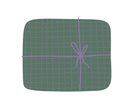 Gift box icon. Isolated birthday or anniversary box with wrapping paper and ribbon bow. vector