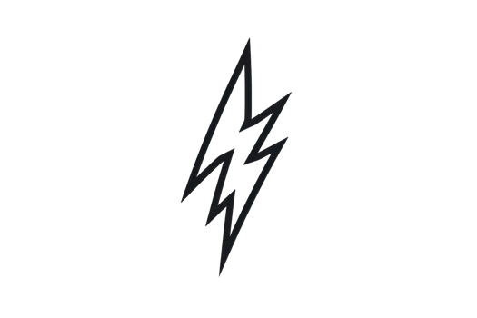 Simple lightning bolt silhouette on a transparent background, symbolizing power, energy, and electricity, perfect for graphic design use. png
