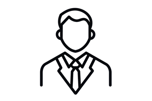 Simple black outline of a person in a suit, symbolizing professionalism, suitable for business profiles or corporate design. png