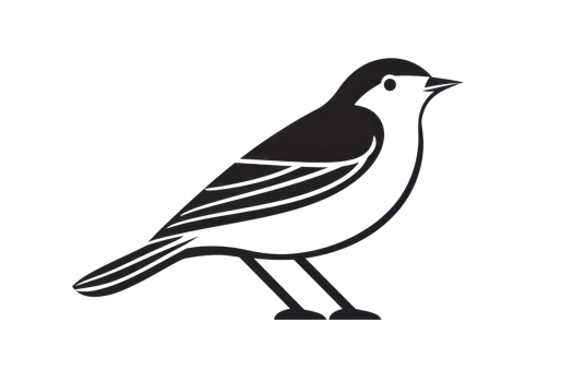 Minimalist bird silhouette in black and white, ideal for logos, icons, and design elements with a focus on simplicity and elegance. png