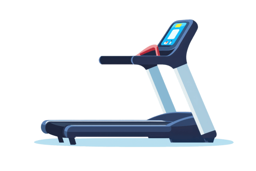 Modern treadmill design for home and gym fitness sessions. Blue and sleek, perfect for cardio workouts and running exercises. png