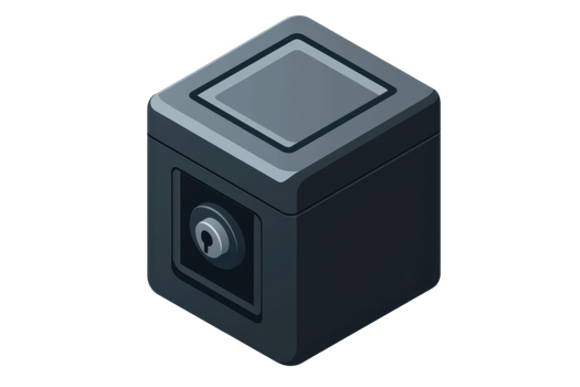 Isometric illustration of a secure, locked safe box. Perfect for representing security, protection, and financial safety concepts. png