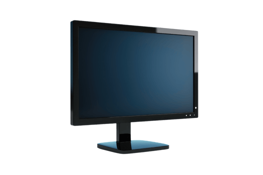 Modern black computer monitor on a transparent background. perfect for tech presentations or advertising digital devices in sleek style. png
