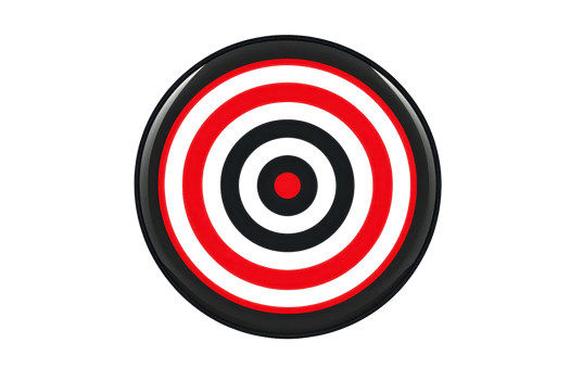 Red and black concentric circles forming a target icon, representing focus and precision in a sleek, modern design. png
