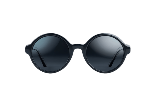 Stylish round black sunglasses with dark lenses isolated on transparent background. perfect for fashion and sun protection. png