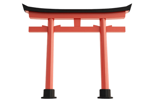 Traditional red torii gate standing as an iconic symbol in Japanese culture, symbolizing the transition to sacred spaces. png