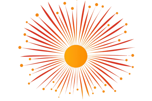 Vibrant abstract graphic of colorful fireworks explosion with orange and red radial lines, suitable for festive and celebratory themes. png