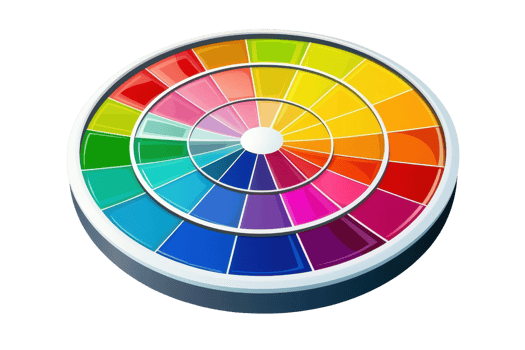 Vibrant color wheel showcasing a spectrum of hues, perfect for design inspiration and color theory reference. Ideal for artists and designers. png