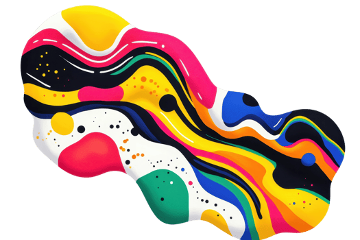Vibrant abstract art with dynamic colorful waves and dots, creating a lively and energetic visual experience. Perfect for modern design projects. png