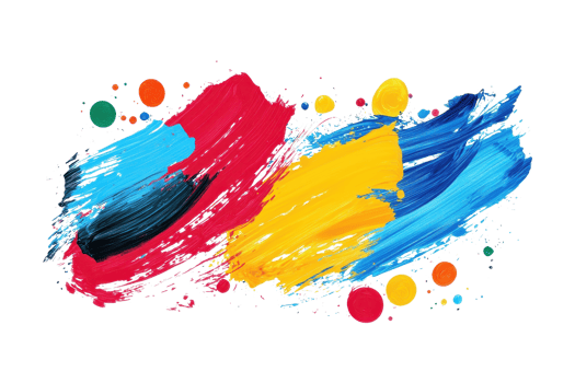 Vibrant abstract painting with dynamic brush strokes and colorful dots, showcasing creativity and artistic expression in a modern style. png