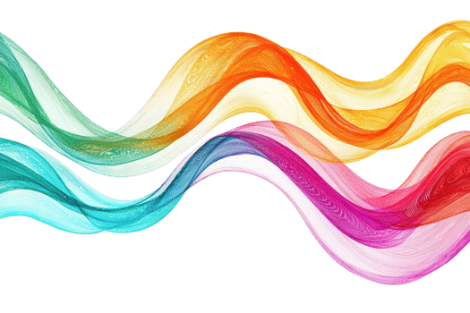 Vibrant abstract wave composition in rainbow colors, symbolizing energy and creativity. Ideal for backgrounds, posters, and design projects. png