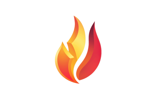 Vibrant flame logo with red, orange, and yellow hues, symbolizing energy and passion. Ideal for branding and design inspiration. png