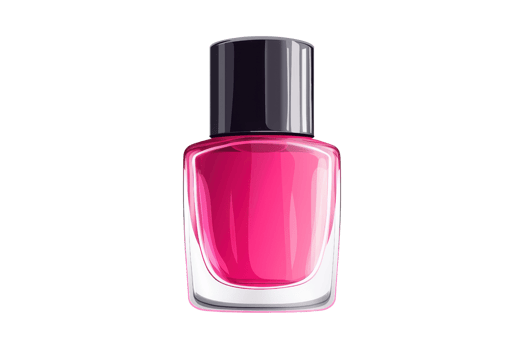 Vibrant pink nail polish bottle against transparent background. Perfect for beauty and fashion-related themes and advertisements. png