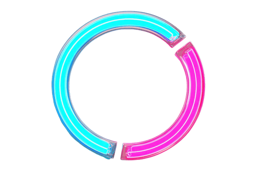 Vibrant neon circular light with pink and blue hues, isolated on a transparent background. perfect for modern design and technology themes. png