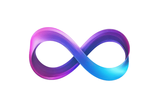 Vibrant infinity symbol with a gradient of blue and purple hues, representing endless possibilities and concepts of eternity. png
