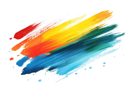 Vivid abstract brush strokes in vibrant colors overlapping on a transparent background. Creative and energetic splash of artistic expression. png