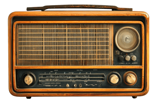 Vintage wooden radio with dials and speaker, showcasing classic design and nostalgic charm, perfect for retro and antique enthusiasts. png